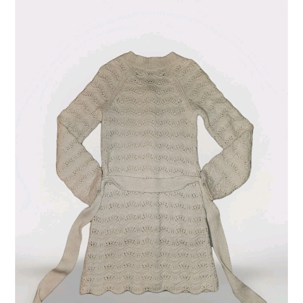 Juicy Couture Y2k Cashmere Angora Wool Cream Knit Cardigan Belted Button Pockets View 4